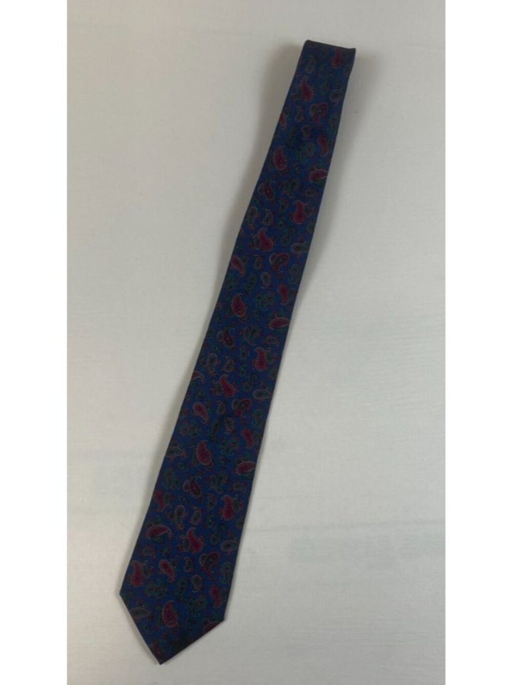 Saks Fifth Avenue Men's Silk Paisley Tie Blue Made in USA Vintage 3.25" Wide